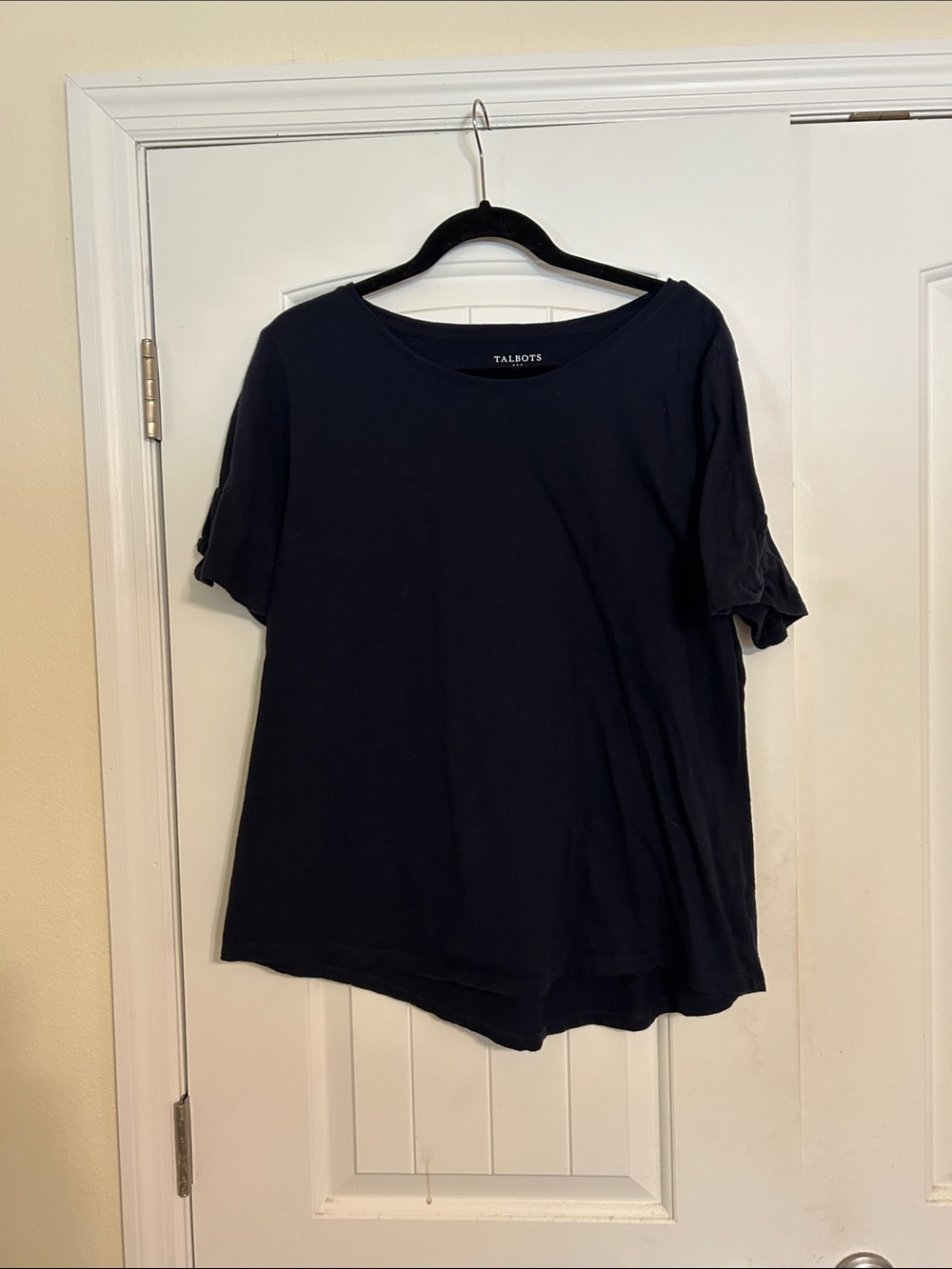 Talbots Navy Short Sleeve Tee with Rolled Cuffs